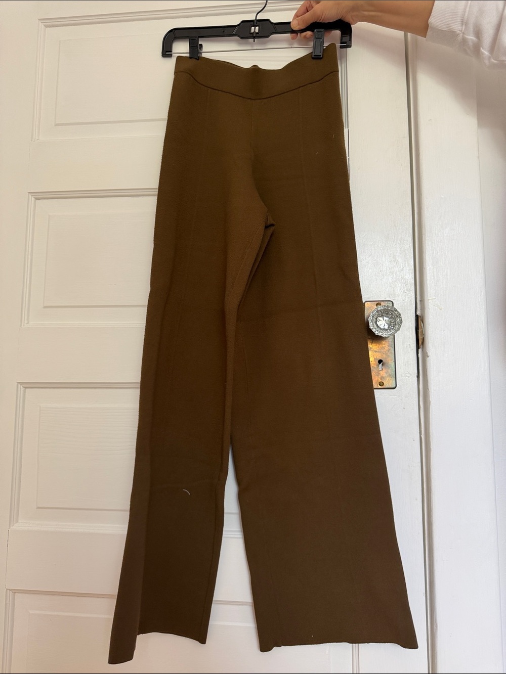 Aritzia Olive Brown Wide-Leg Knit Pants
